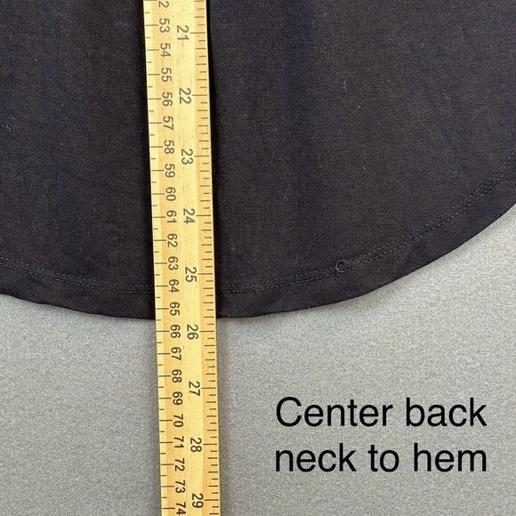 Philosophy Silky Black Top Blouse Cap Dolman Sleeve Scoop Neck Hi-Lo Staple Med - Picture 7 of 8